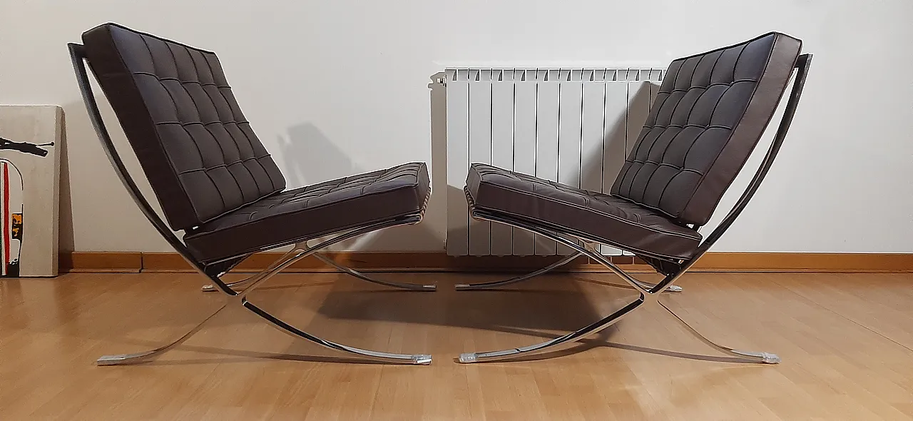Poltrona Barcelona Relax di Knoll in pelle Venezia Brown, anni 2000 77