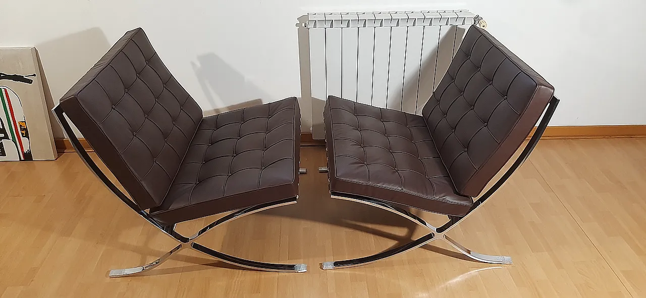 Poltrona Barcelona Relax di Knoll in pelle Venezia Brown, anni 2000 78