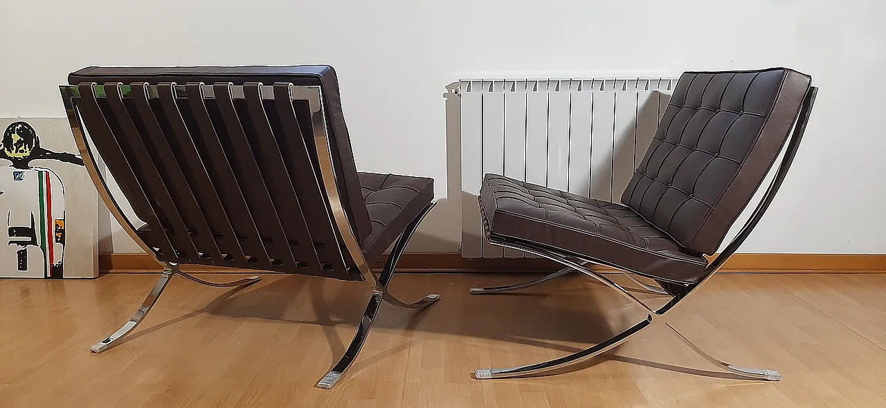 Poltrona Barcelona Relax di Knoll in pelle Venezia Brown, anni 2000 98