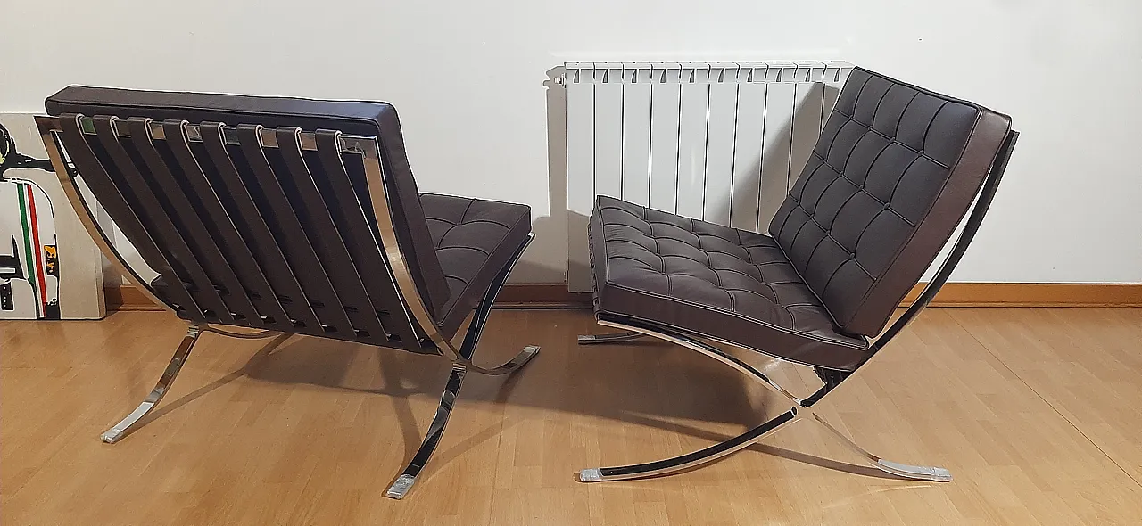 Poltrona Barcelona Relax di Knoll in pelle Venezia Brown, anni 2000 100