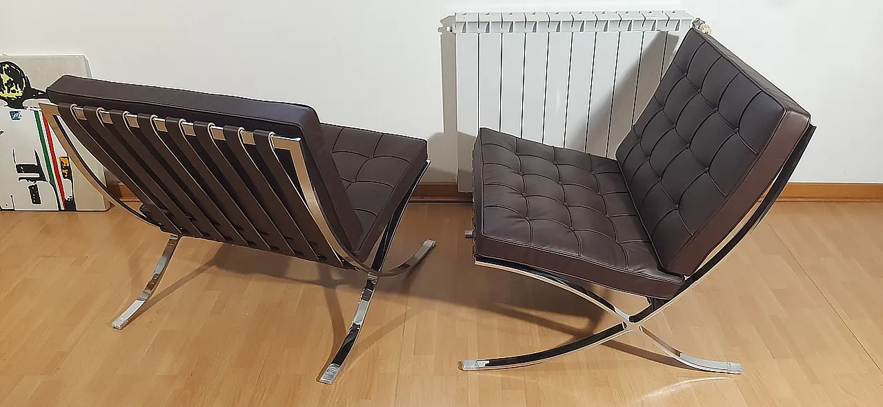 Poltrona Barcelona Relax di Knoll in pelle Venezia Brown, anni 2000 101