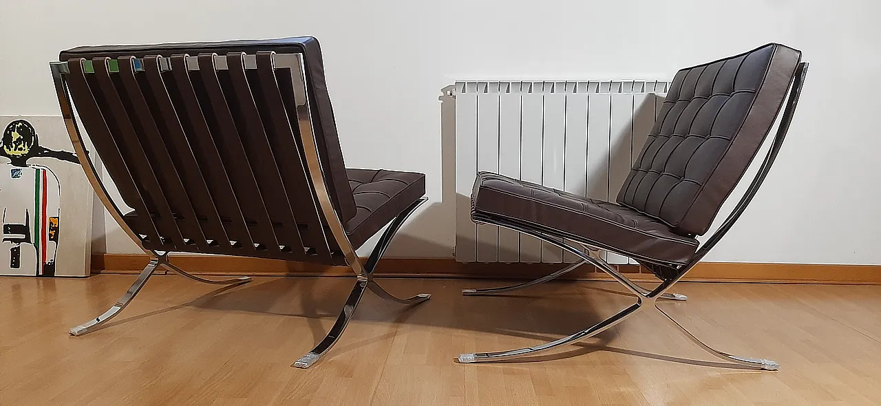 Poltrona Barcelona Relax di Knoll in pelle Venezia Brown, anni 2000 102