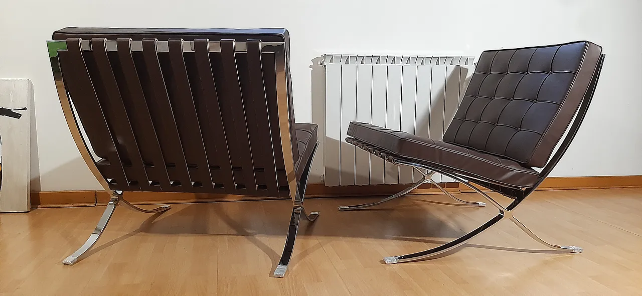 Poltrona Barcelona Relax di Knoll in pelle Venezia Brown, anni 2000 103