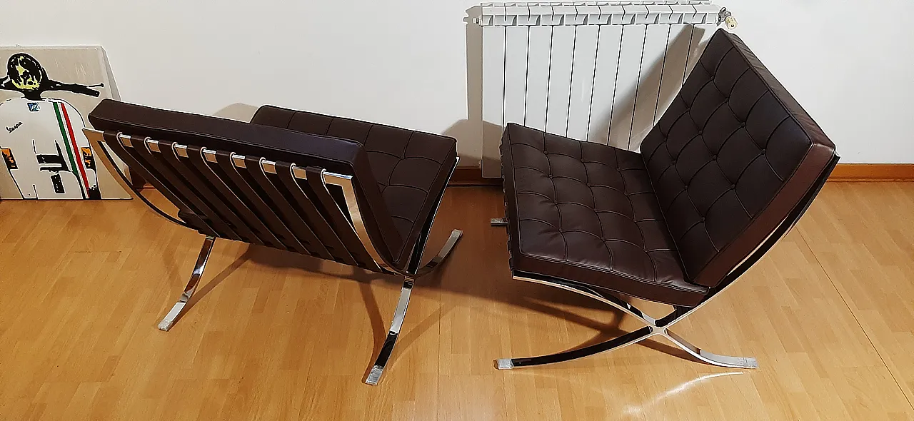 Poltrona Barcelona Relax di Knoll in pelle Venezia Brown, anni 2000 104