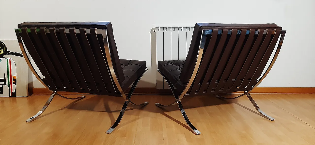 Poltrona Barcelona Relax di Knoll in pelle Venezia Brown, anni 2000 105