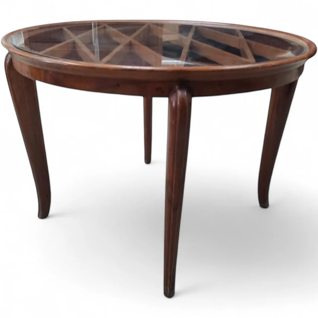 Round coffee table with glass top attr. to Paolo Buffa, 1950s 10