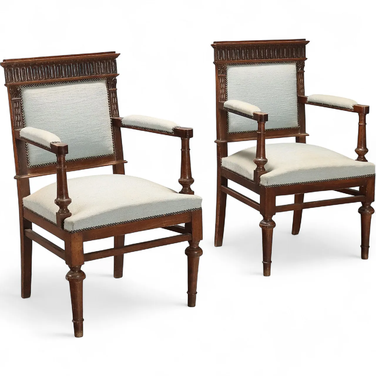 Coppia di poltrone neobarocche in noce, fine '800 10
