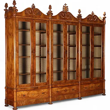 Walnut and glass bookcase, mid-19th century
