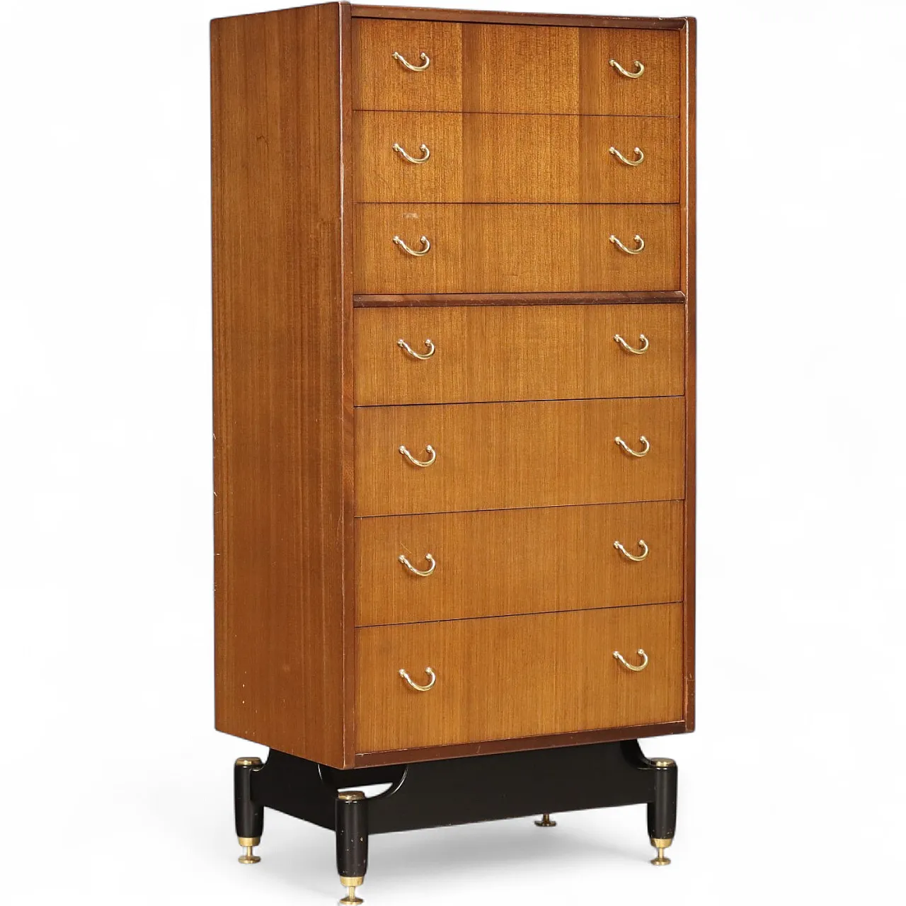 Cassettiera in teak, legno smaltato e ottone, '900 11