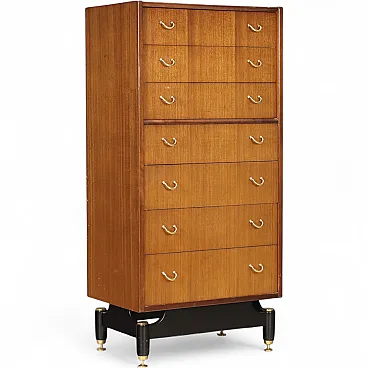 Cassettiera in teak, legno smaltato e ottone, '900