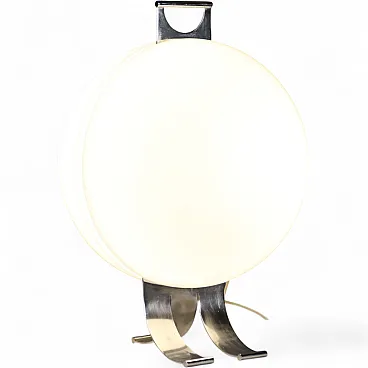 Lampada con struttura in metallo cromato e metacrilato, '900