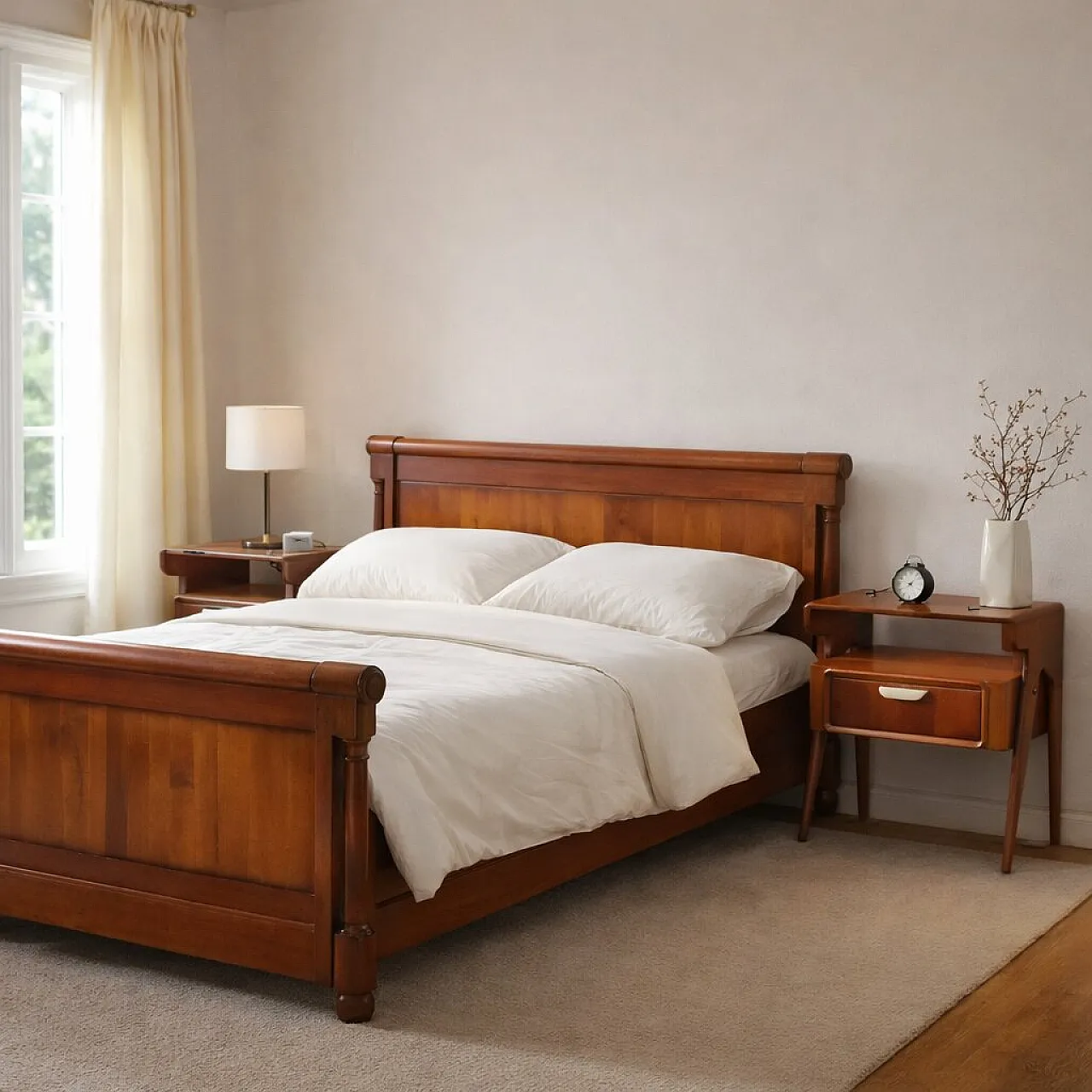 Pair of mahogany, glass and onyx bedside tables, 20th century 2