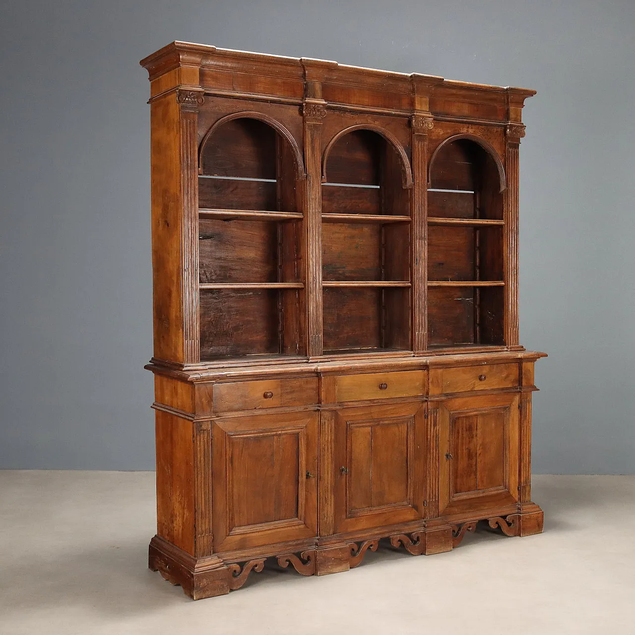 Walnut bookcase made from antique woods, late 19th century 1