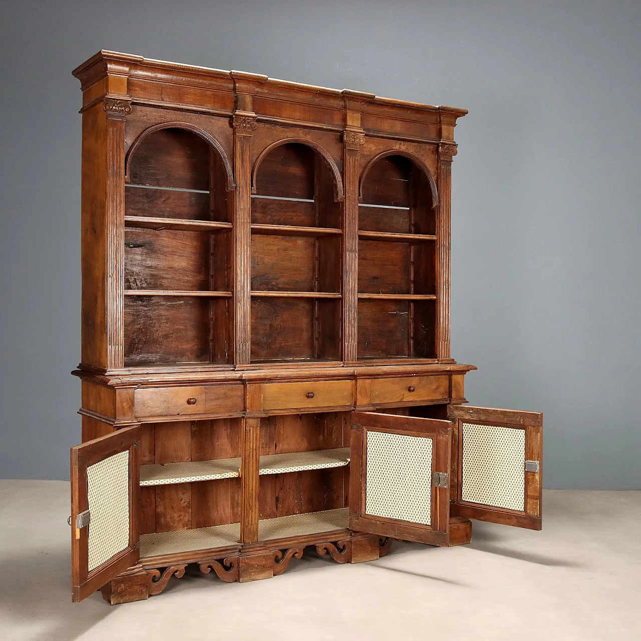 Walnut bookcase made from antique woods, late 19th century 3