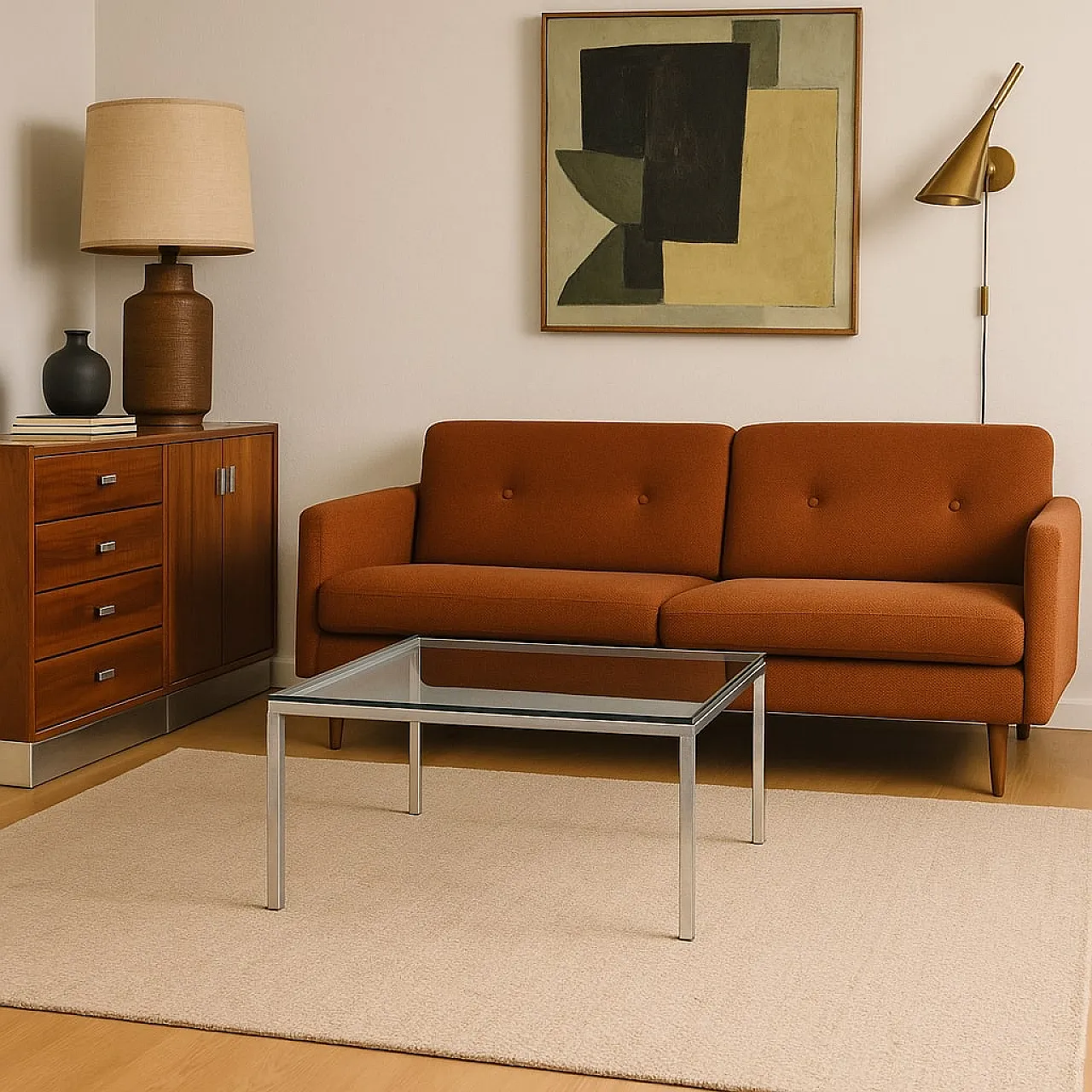 Tavolino quadrato in metallo cromato e vetro, anni '70 2