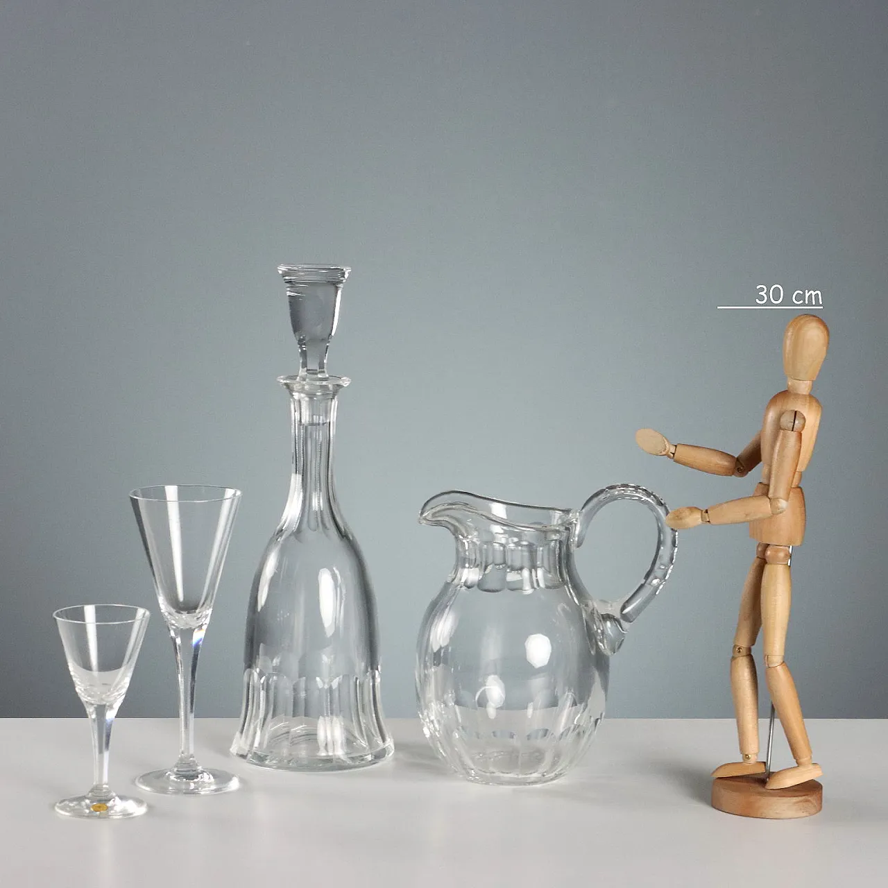 Faceted Crystal Glass Set with Milled Edge, 20th century 2