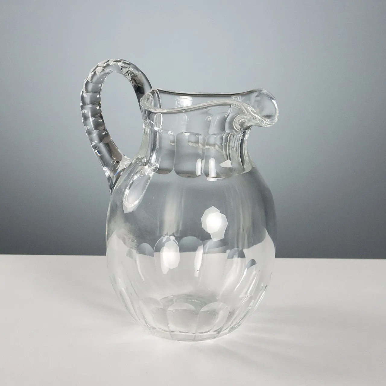 Faceted Crystal Glass Set with Milled Edge, 20th century 9