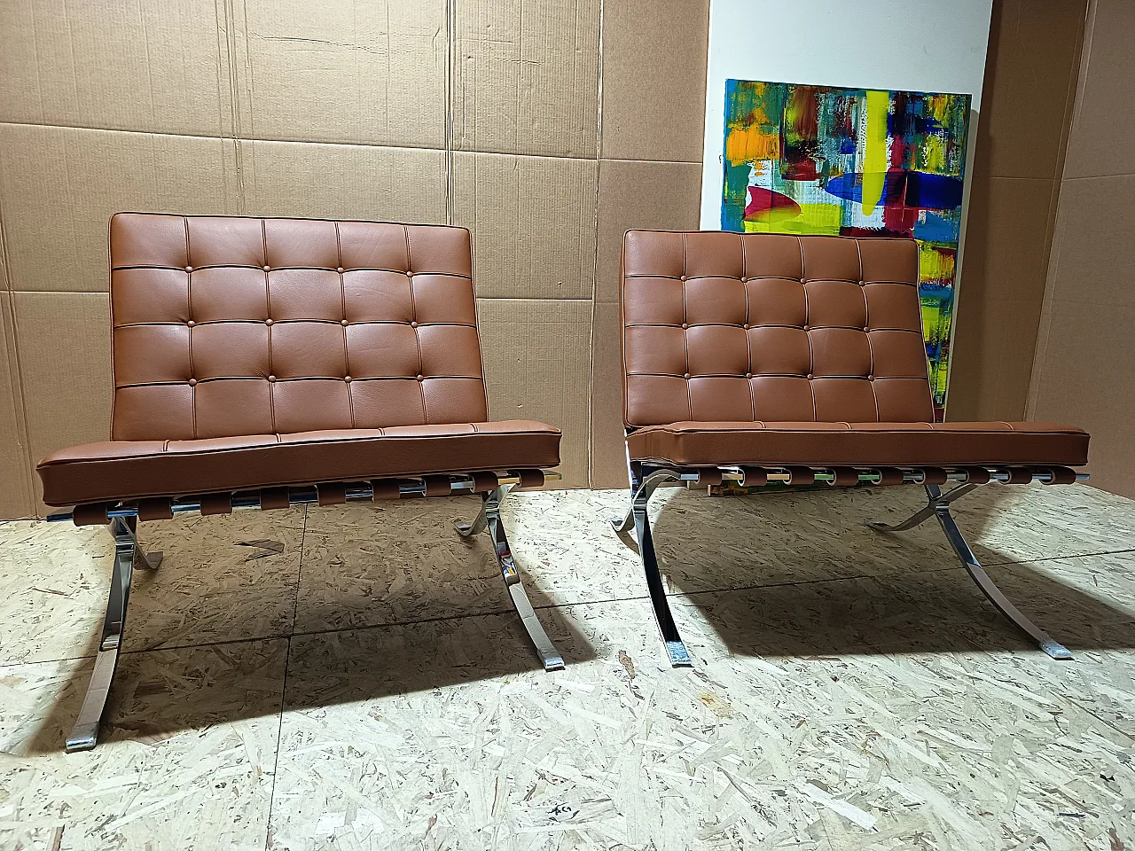 Poltrona Barcellona Relax di Knoll in pelle Volo Cognac, anni 2000 5