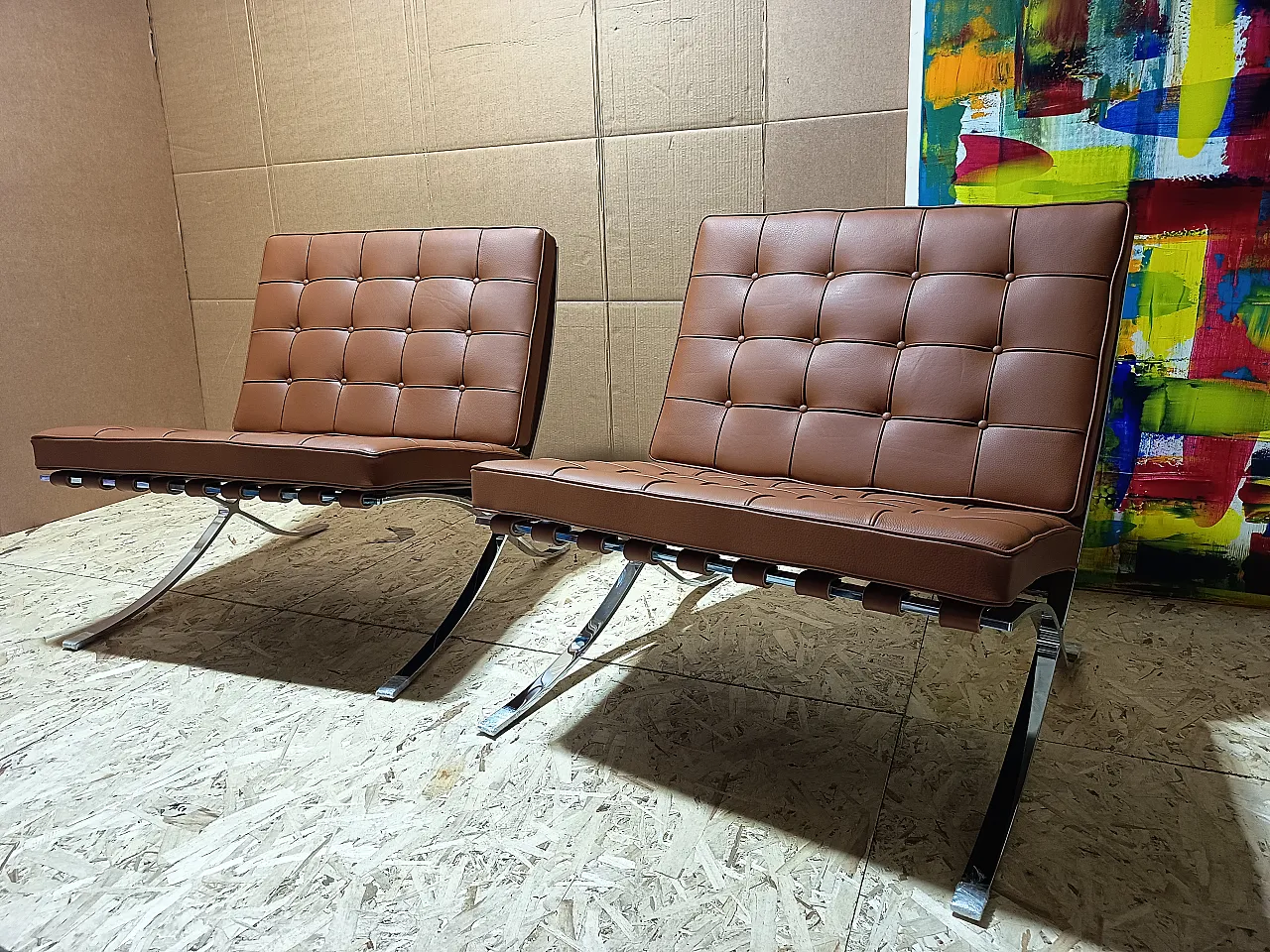 Poltrona Barcellona Relax di Knoll in pelle Volo Cognac, anni 2000 8