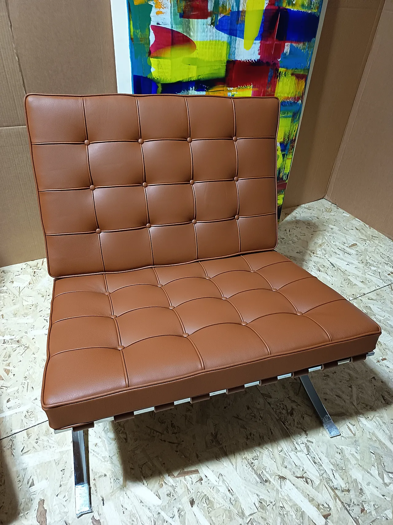 Poltrona Barcellona Relax di Knoll in pelle Volo Cognac, anni 2000 48