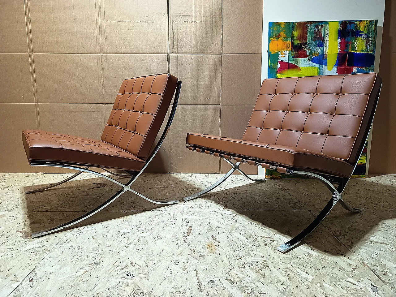 Poltrona Barcellona Relax di Knoll in pelle Volo Cognac, anni 2000 60