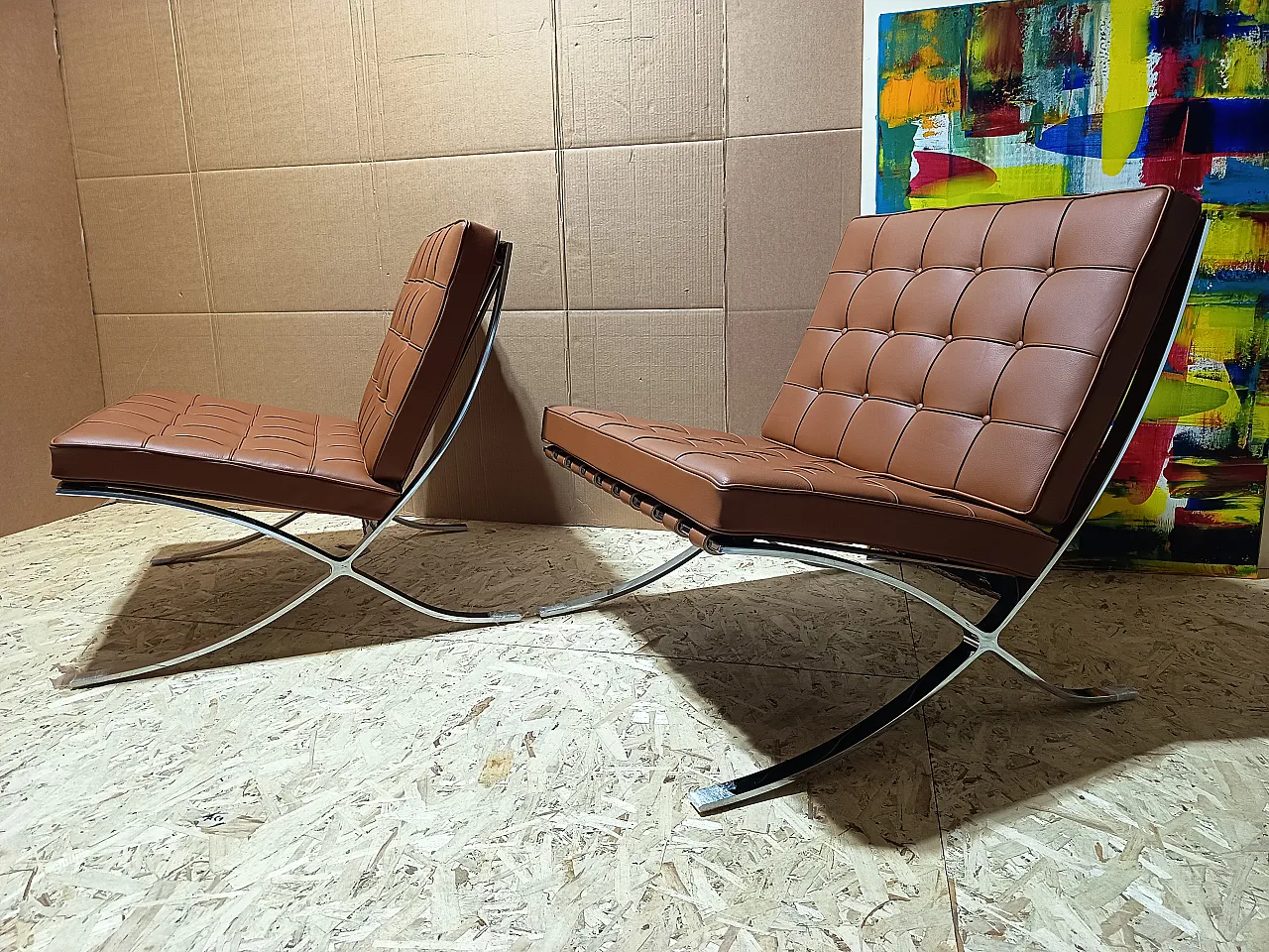 Poltrona Barcellona Relax di Knoll in pelle Volo Cognac, anni 2000 62