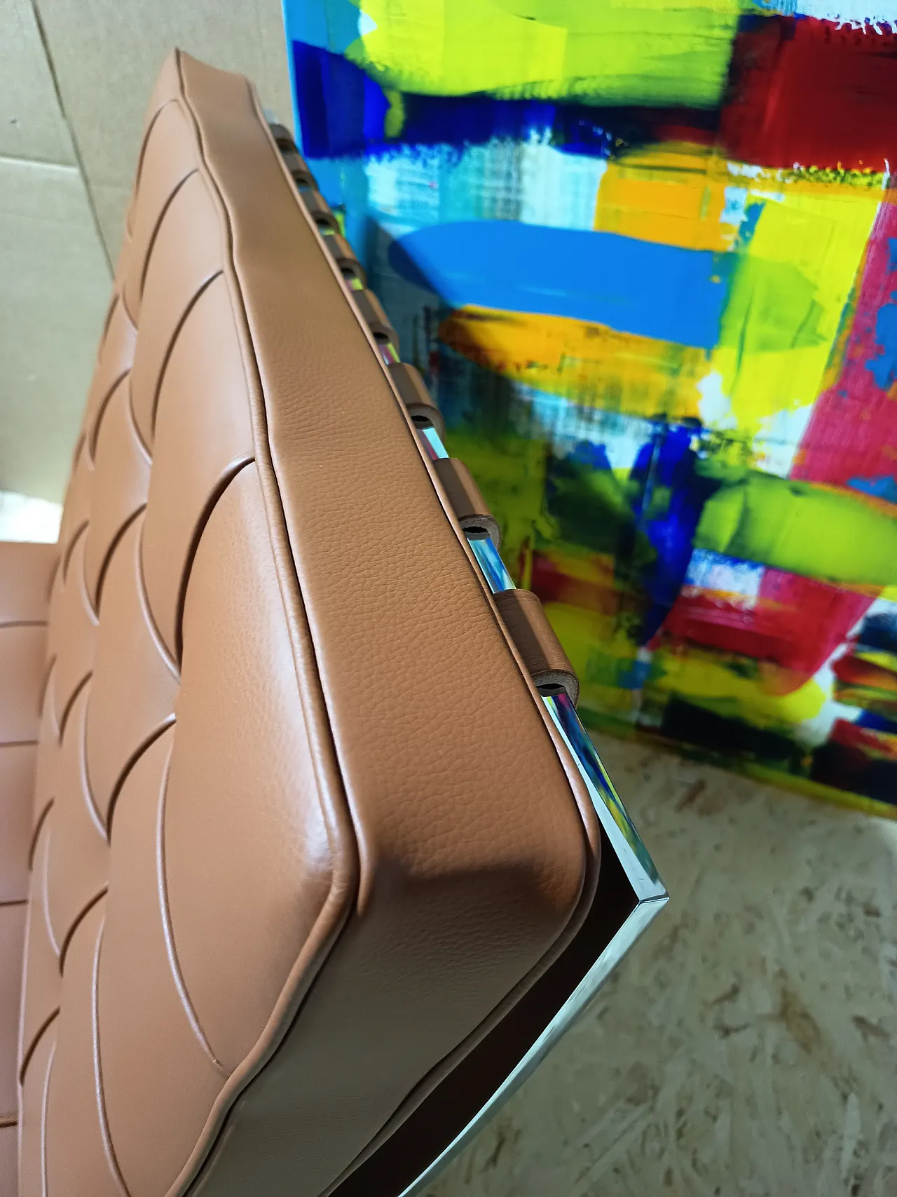 Poltrona Barcellona Relax di Knoll in pelle Volo Cognac, anni 2000 68