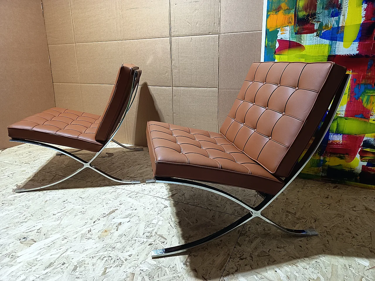 Poltrona Barcellona Relax di Knoll in pelle Volo Cognac, anni 2000 70