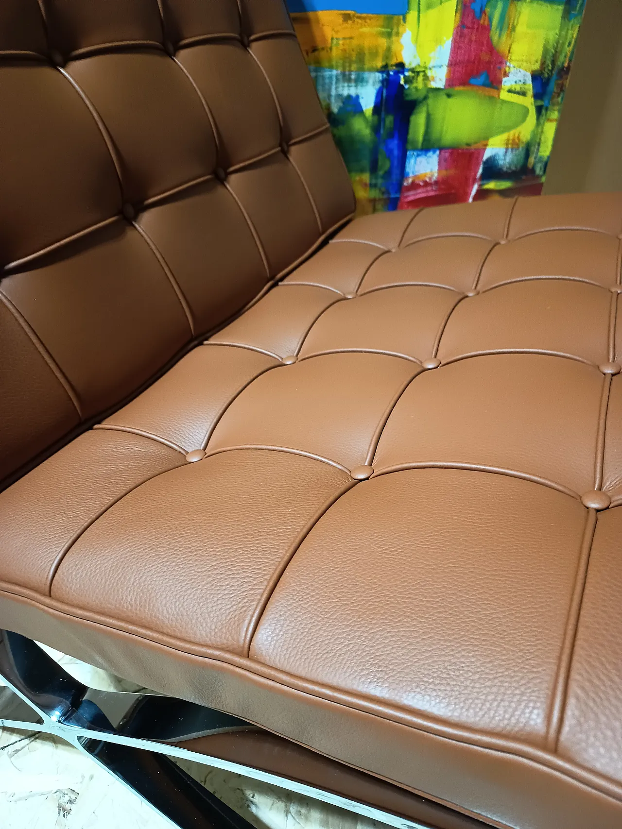 Poltrona Barcellona Relax di Knoll in pelle Volo Cognac, anni 2000 76