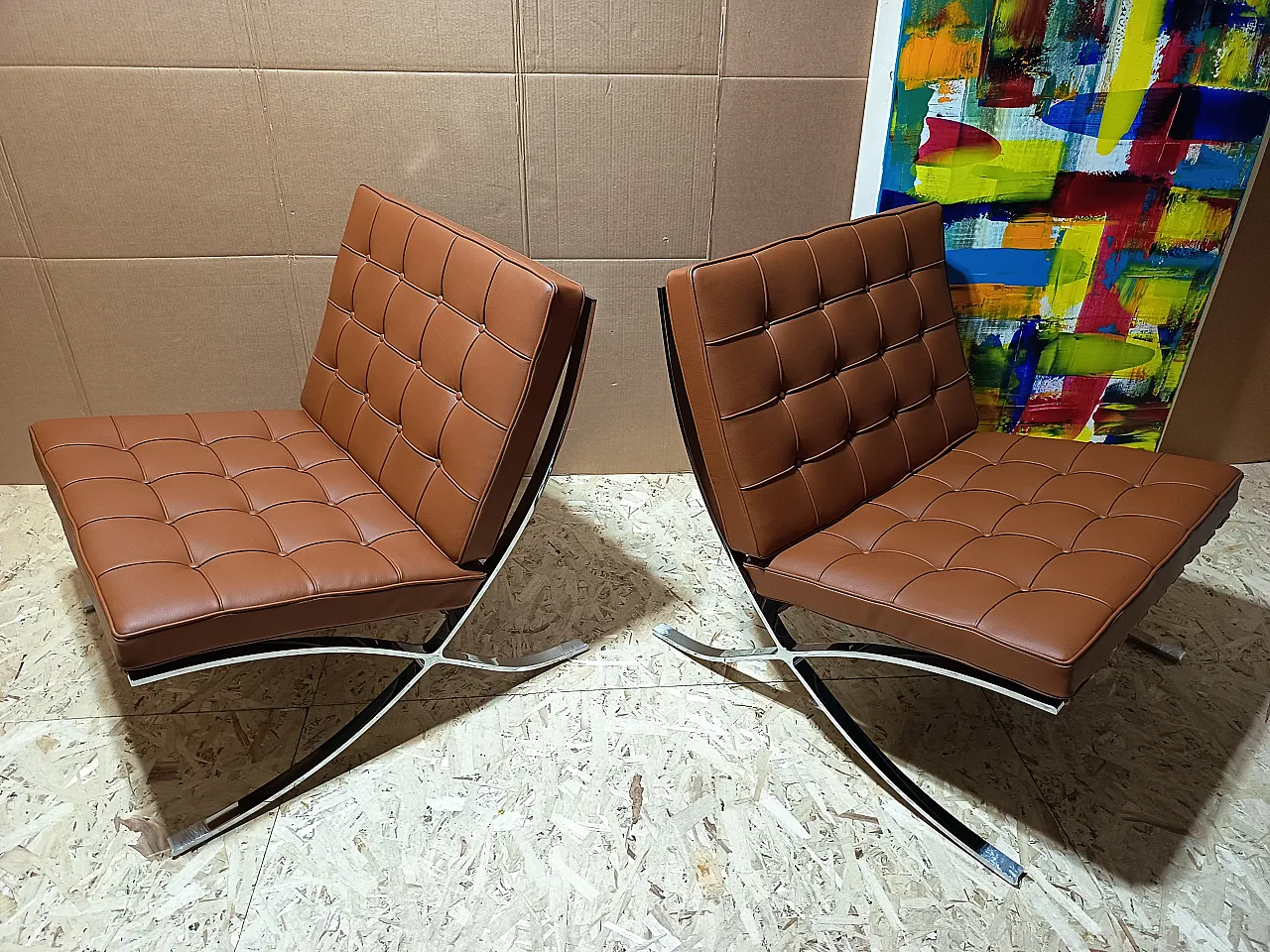 Poltrona Barcellona Relax di Knoll in pelle Volo Cognac, anni 2000 80