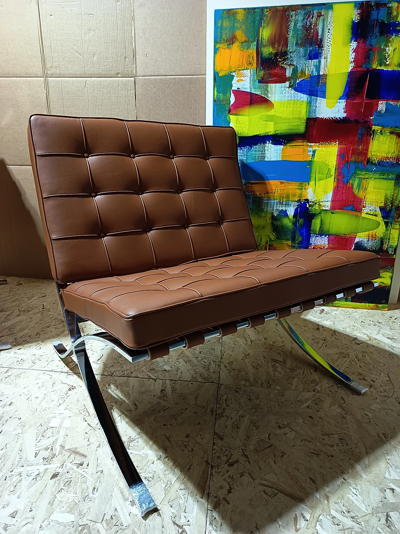 Poltrona Barcellona Relax di Knoll in pelle Volo Cognac, anni 2000 81