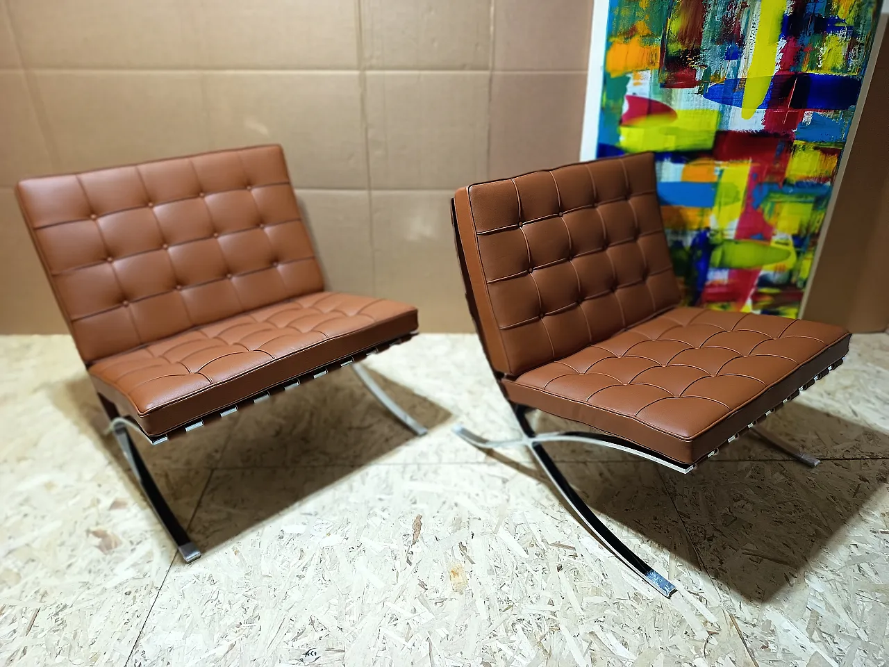 Poltrona Barcellona Relax di Knoll in pelle Volo Cognac, anni 2000 95