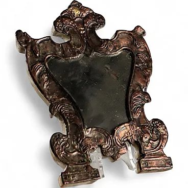 Scheda da altare con specchio in lamiera sbalzata, '700