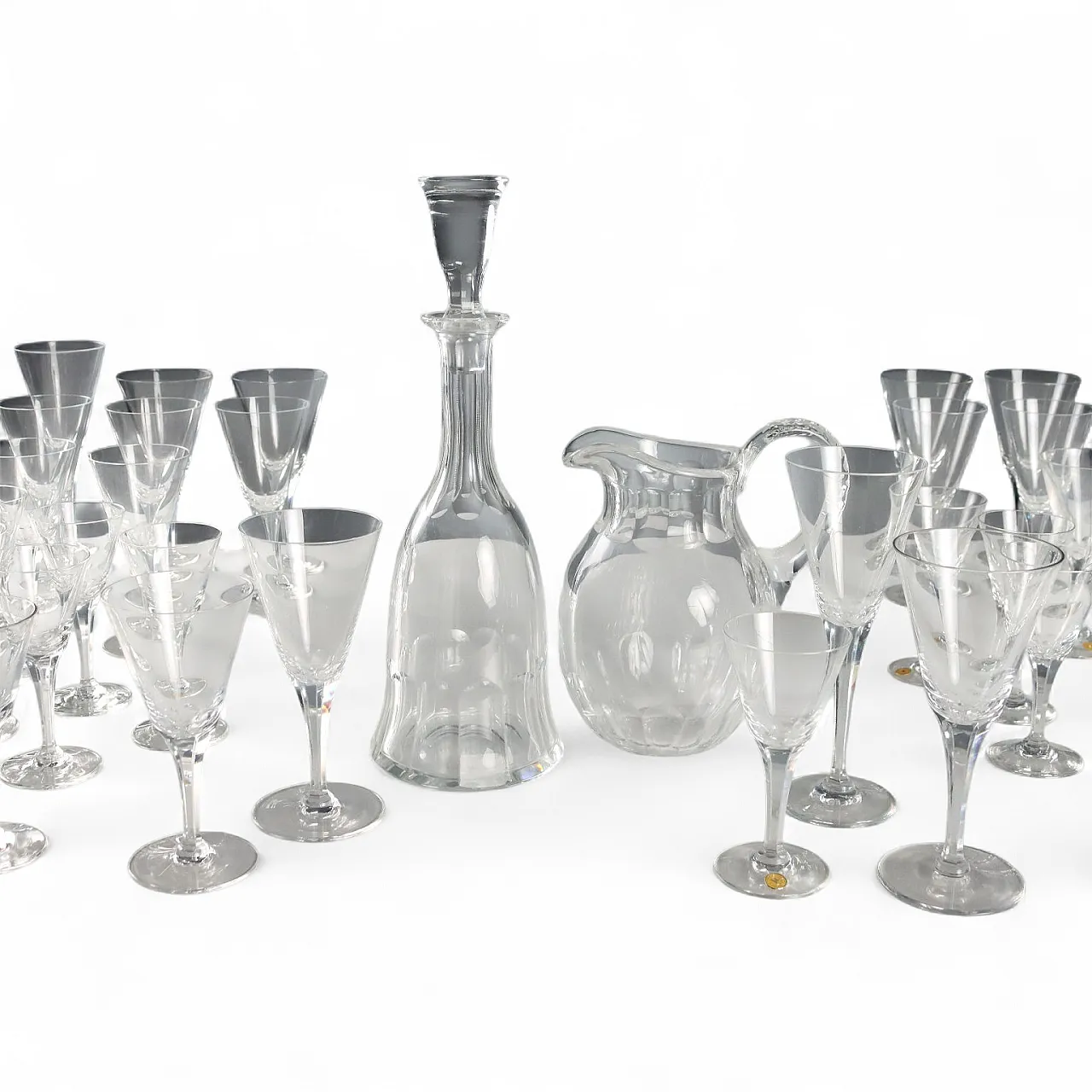Faceted Crystal Glass Set with Milled Edge, 20th century 11