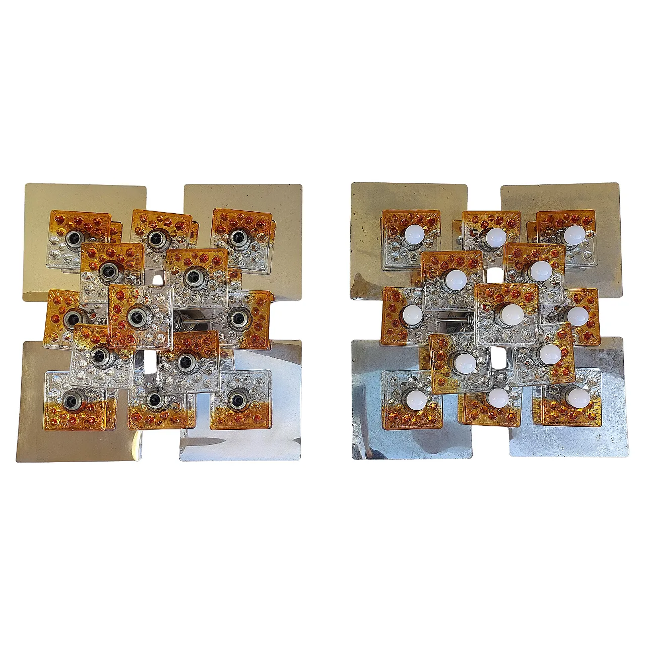 Pair of chandeliers by Toni Zuccheri for Mazzega, 1970 1