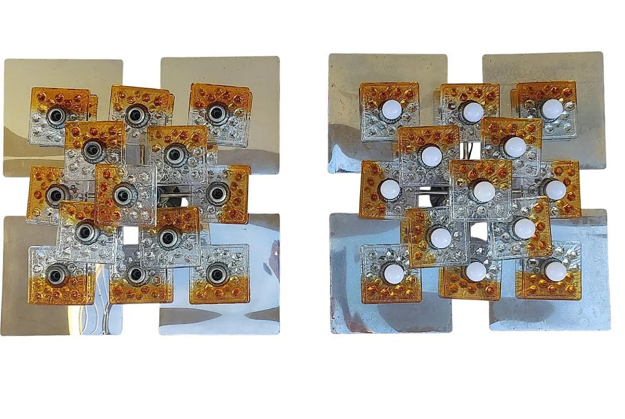 Pair of chandeliers by Toni Zuccheri for Mazzega, 1970 2