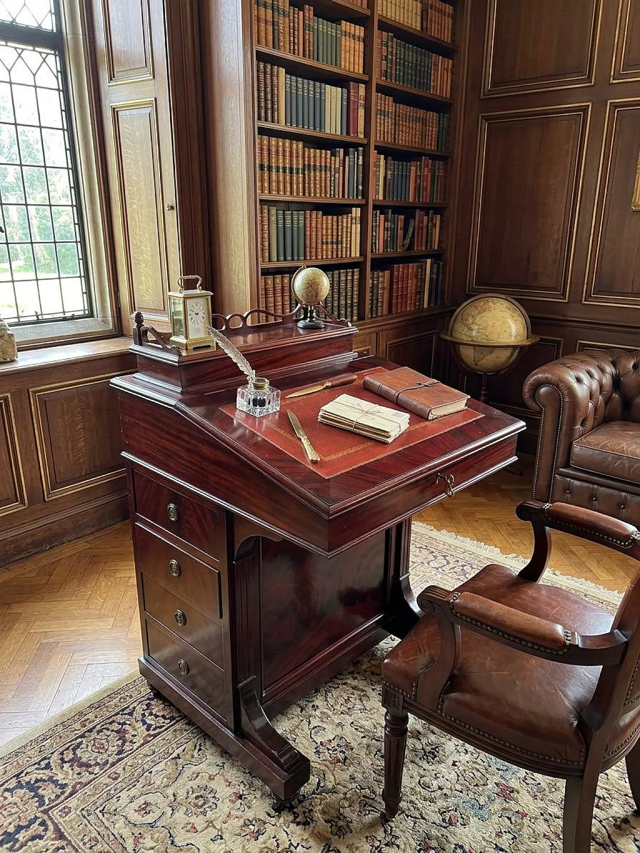 Davenport mahogany writing desk, 1980s 3