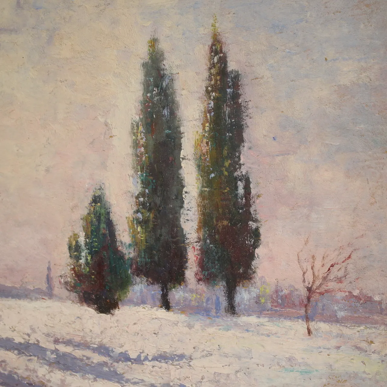 Italian snowy landscape painting signed and dated, 1932 6