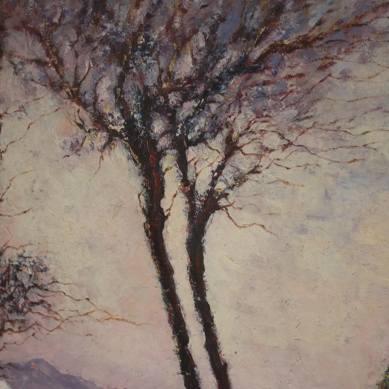 Italian snowy landscape painting signed and dated, 1932 8