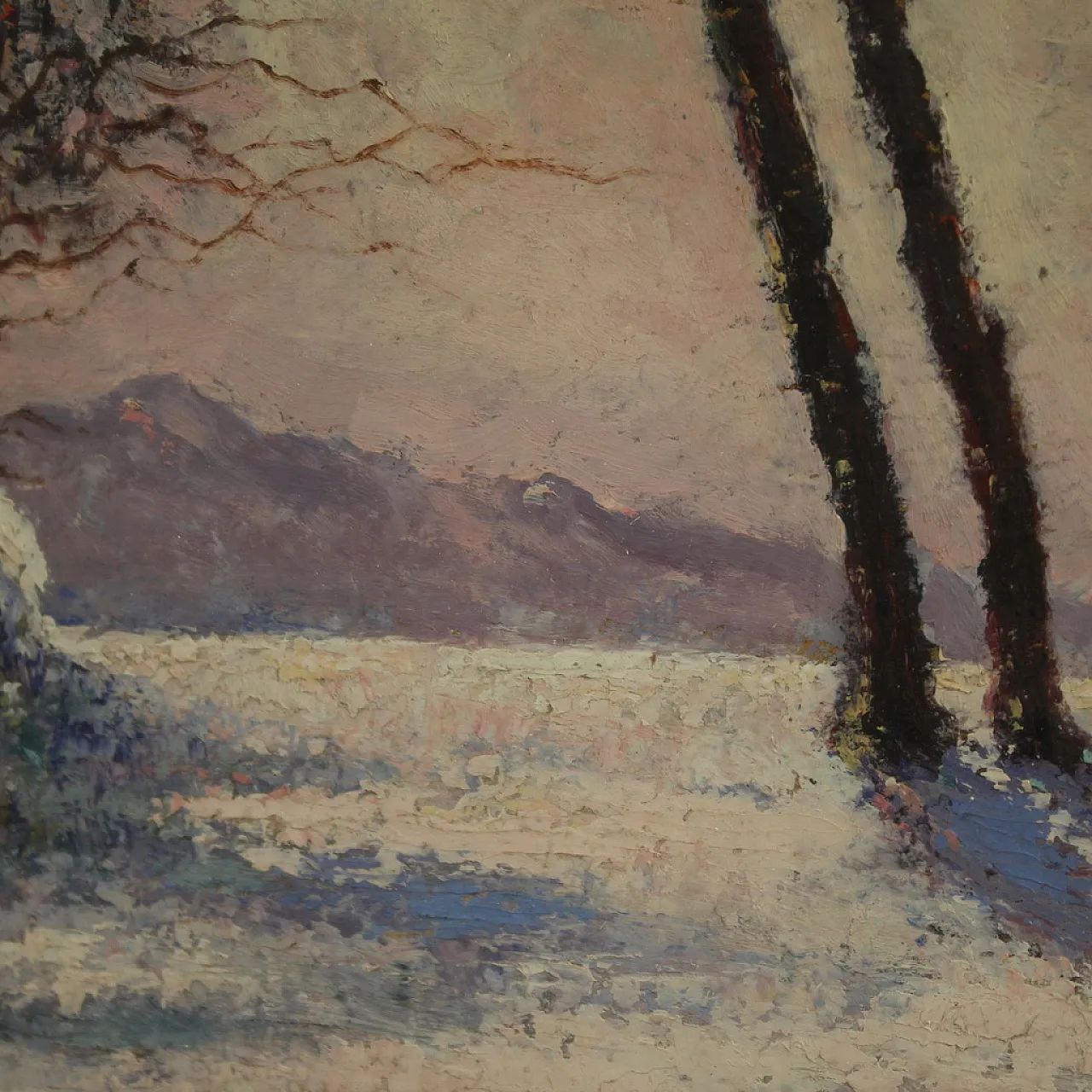 Italian snowy landscape painting signed and dated, 1932 15