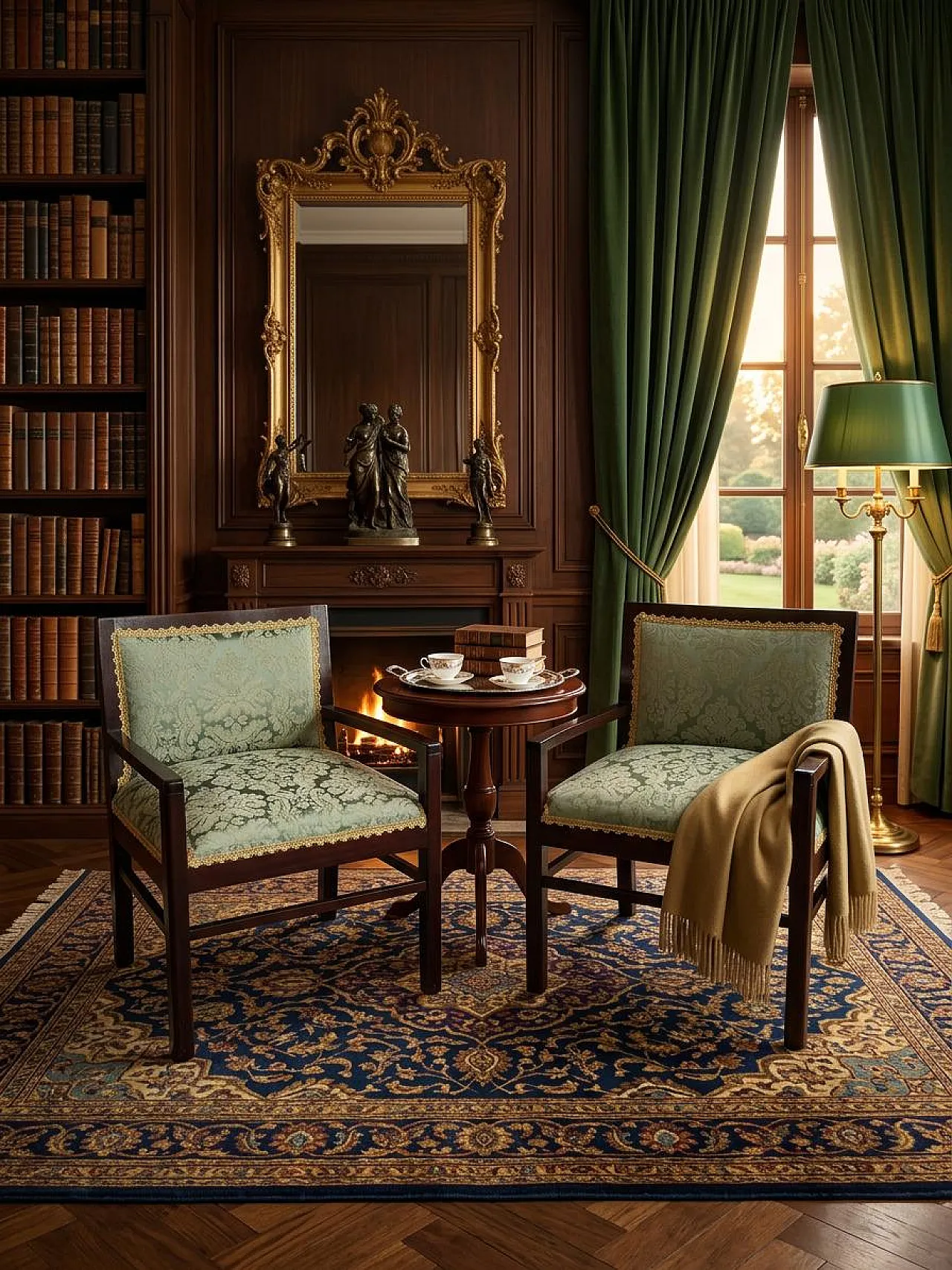 Pair of mahogany and silk armchairs from San Leucio, 1970s 2