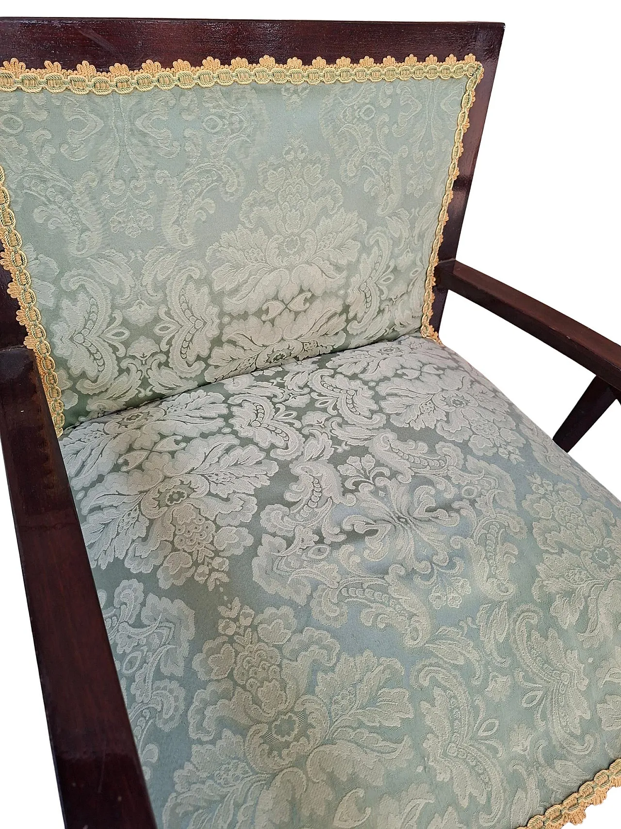 Pair of mahogany and silk armchairs from San Leucio, 1970s 7