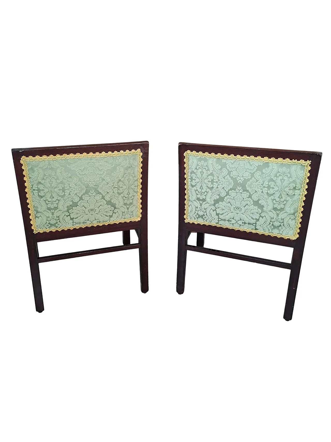 Pair of mahogany and silk armchairs from San Leucio, 1970s 12