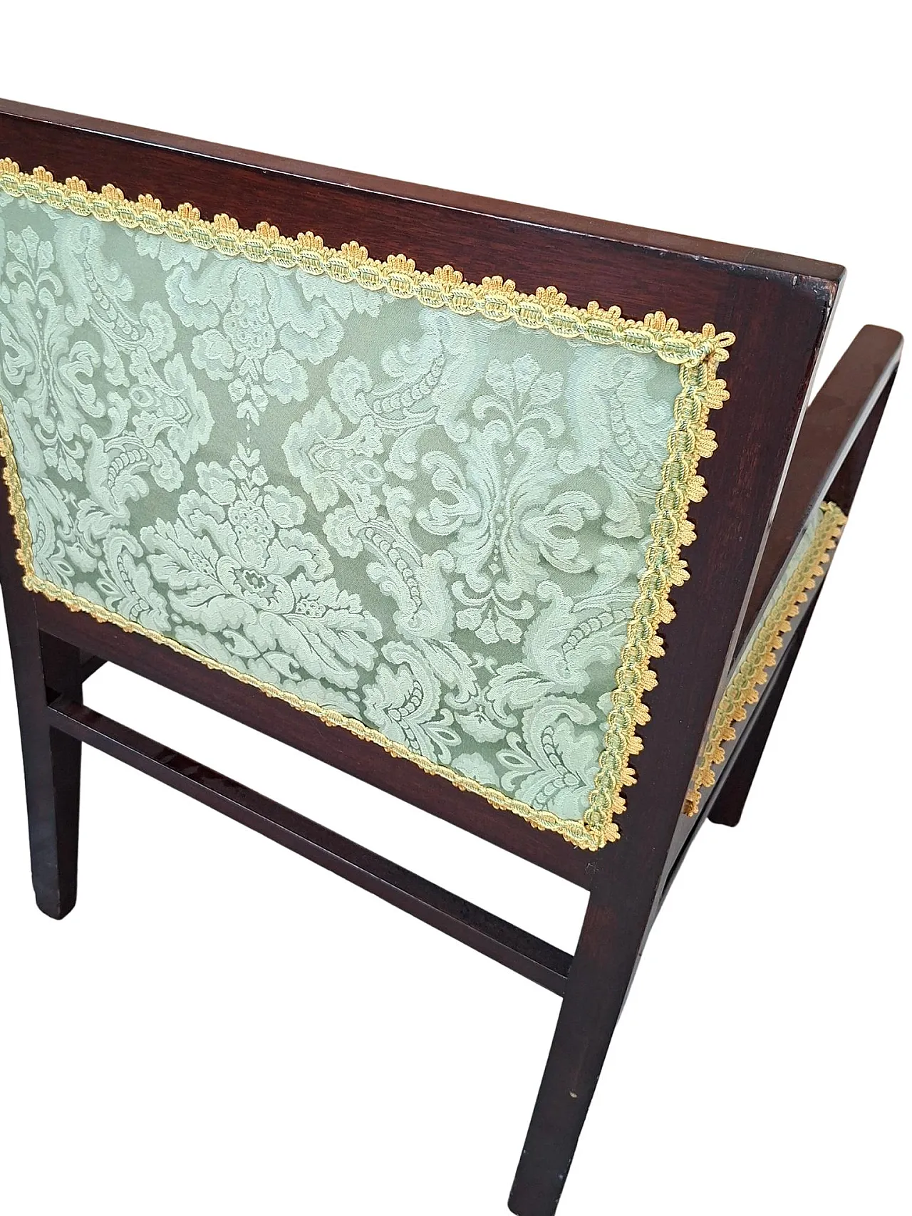 Pair of mahogany and silk armchairs from San Leucio, 1970s 13