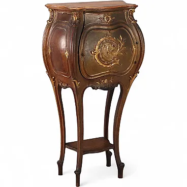 Mobile in noce in stile tardo barocco, laccato e dorato, primo '900