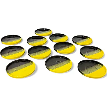 12 ceramic plates by Ceramiche SIC, 1970s