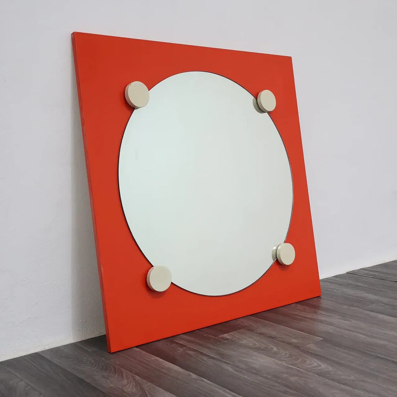 Specchio Space Age in legno e vetro, anni ‘70 1