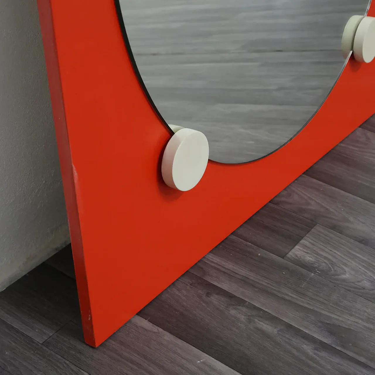 Specchio Space Age in legno e vetro, anni ‘70 3