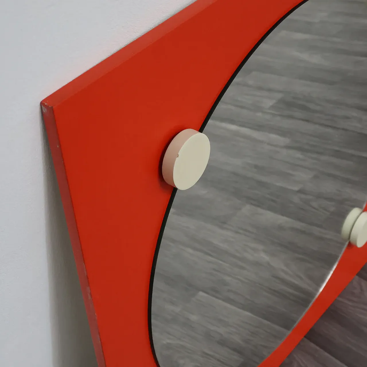 Specchio Space Age in legno e vetro, anni ‘70 5