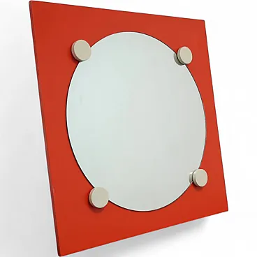 Space Age wood and glass mirror, 1970s